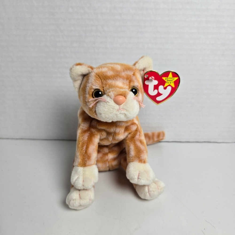 Ty Beanie Babies Amber The Ginger Orange Cat Plush Stuffed Animal 1999 Vintage